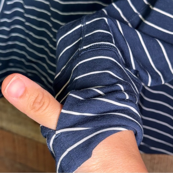 Prana Sol Protect Navy Blue White Striped Hooded Shirt Sz XL - Picture 10 of 14